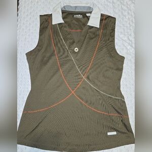 Annika Shirt Womens Brown Cutter & Buck Sleeveless Tennis Pickleball Golf Sz S